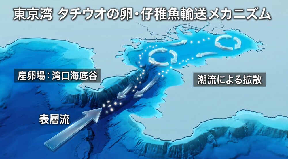 タチウオの仔稚魚の流れ