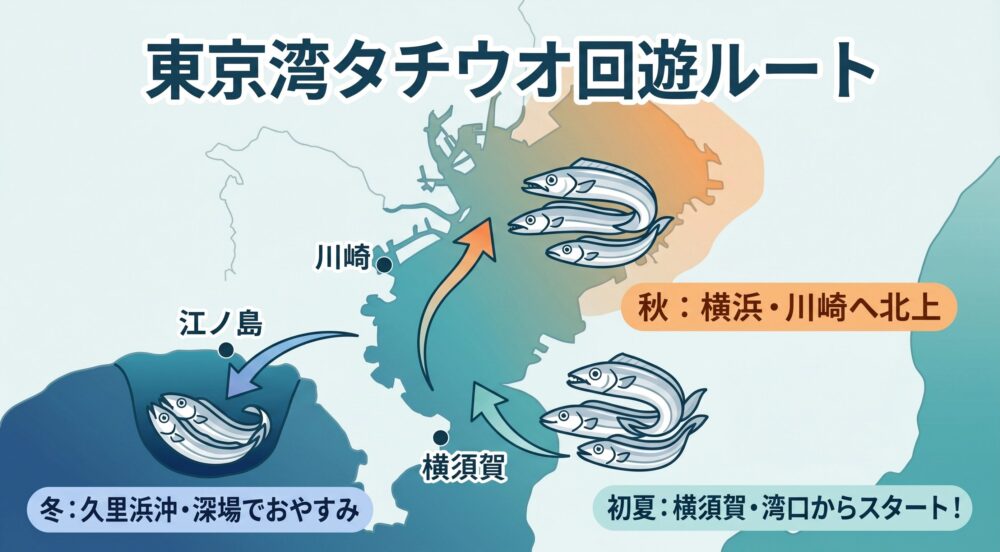 東京湾タチウオ回遊ルート