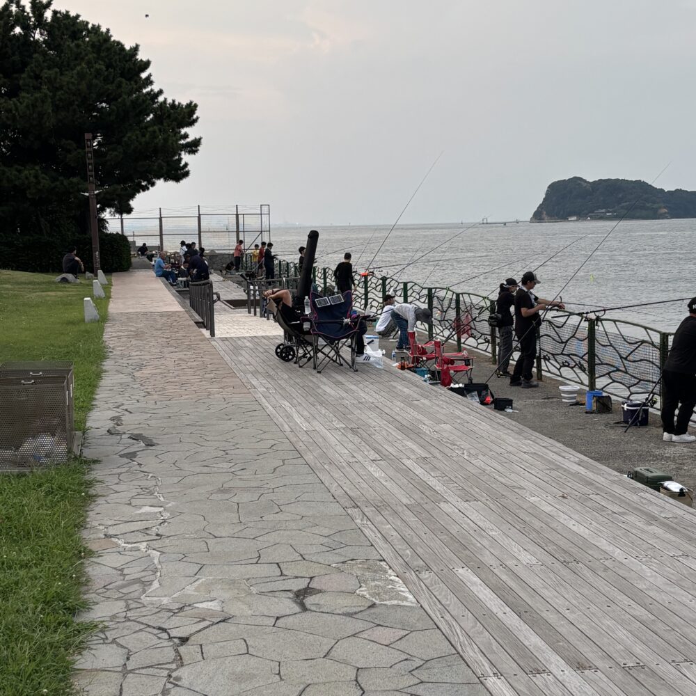 2026年8月1日18時30分頃の海辺つり公園先端少し手前付近の風景